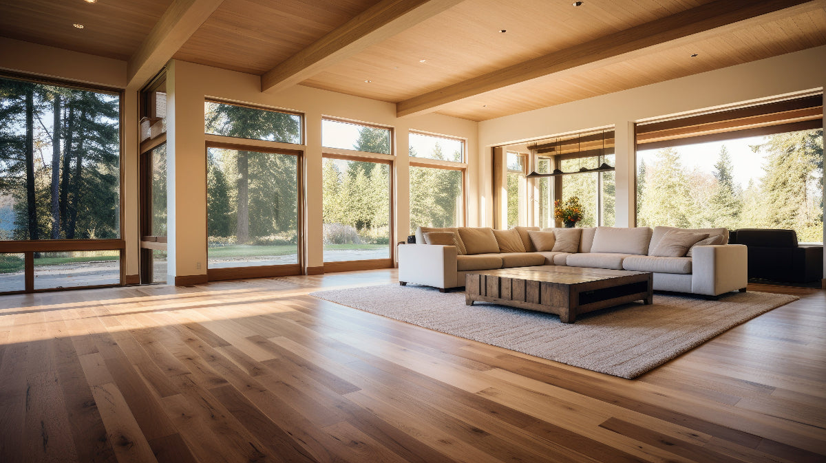 Beautiful oak flooring in big bear California cabin